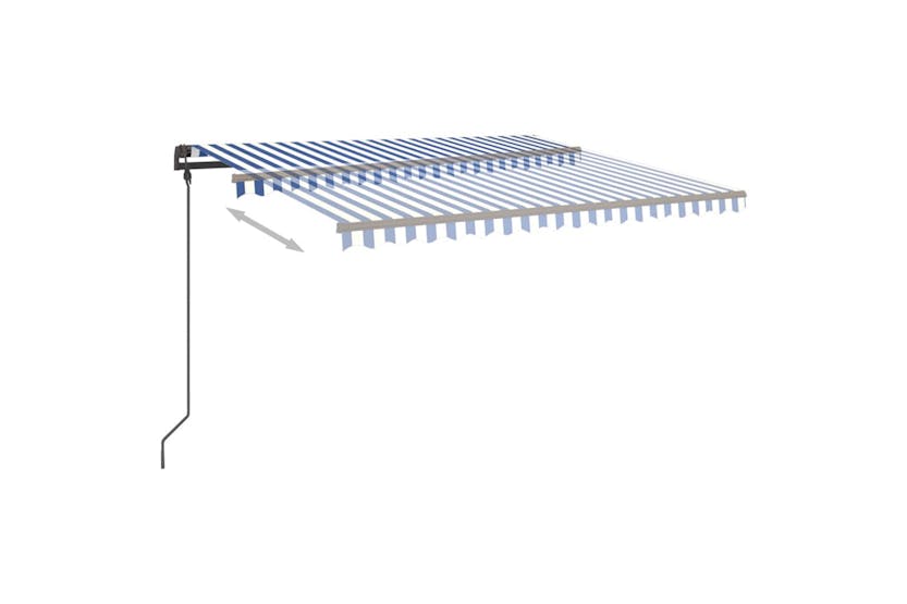 vidaXL 3070236 Manual Retractable Awning With Posts 4.5x3.5 M Blue And White vidaXL 3070236 Manual Retractable Awning With Posts 4.5x3.5 M Blue And White