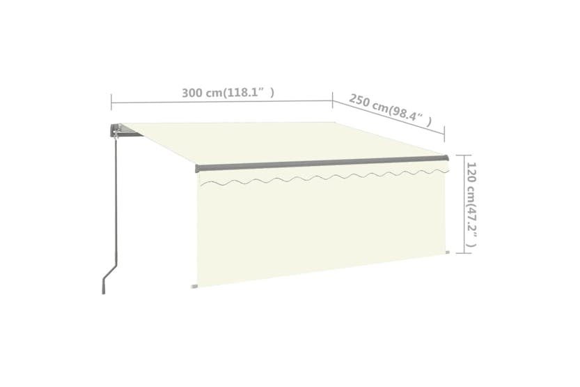 vidaXL 3069377 Manual Retractable Awning With Blind 3x2.5m Cream vidaXL 3069377 Manual Retractable Awning With Blind 3x2.5m Cream