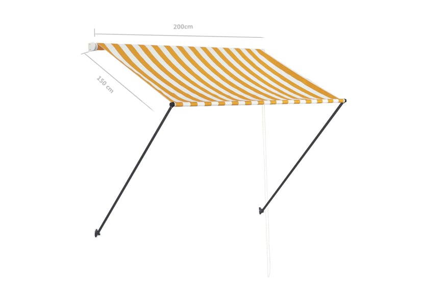 vidaXL 145909 Retractable Awning With Led 200x150cm Yellow And White vidaXL 145909 Retractable Awning With Led 200x150cm Yellow And White