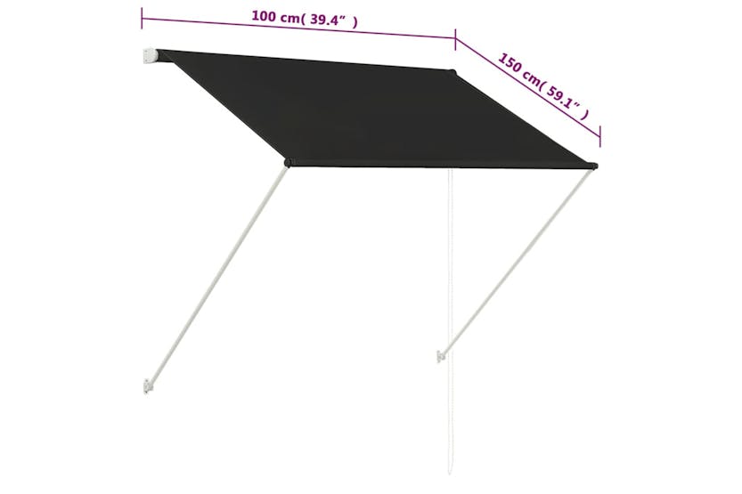 vidaXL 145891 Retractable Awning 100x150cm Anthracite vidaXL 145891 Retractable Awning 100x150cm Anthracite