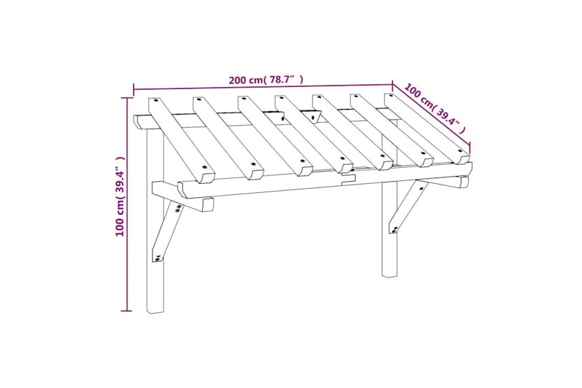 vidaXL 49454 Door Canopy 200x100x100cm Solid Pinewood vidaXL 49454 Door Canopy 200x100x100cm Solid Pinewood
