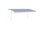 vidaXL 3070056 Manual Retractable Awning With Posts 5x3.5 M Blue And White vidaXL 3070056 Manual Retractable Awning With Posts 5x3.5 M Blue And White
