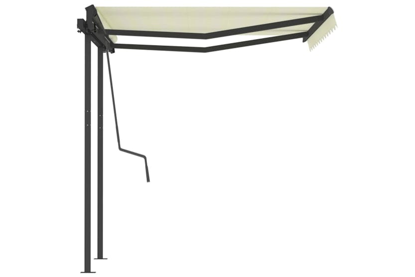 vidaXL 3070117 Manual Retractable Awning With Posts 3.5x2.5 M Cream vidaXL 3070117 Manual Retractable Awning With Posts 3.5x2.5 M Cream