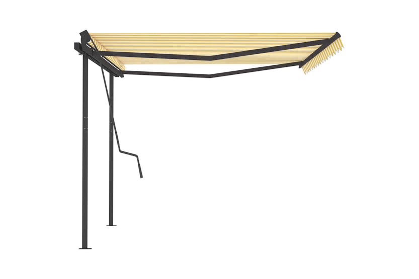 vidaXL 3070238 Manual Retractable Awning With Posts 4.5x3.5 M Yellow & White vidaXL 3070238 Manual Retractable Awning With Posts 4.5x3.5 M Yellow & White