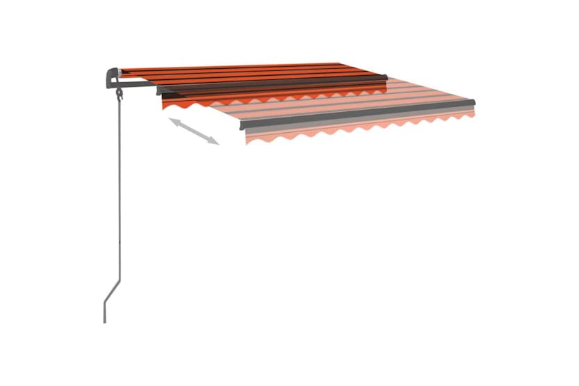vidaXL 3070120 Manual Retractable Awning With Posts 3.5x2.5 M Orange And Brown vidaXL 3070120 Manual Retractable Awning With Posts 3.5x2.5 M Orange And Brown