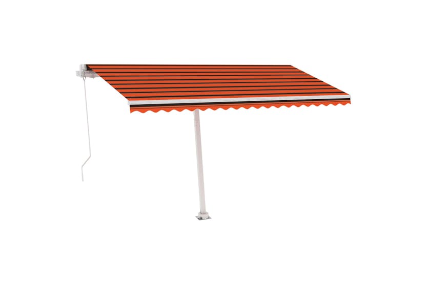vidaXL 3069625 Manual Retractable Awning With Led 400x350cm Orange And Brown vidaXL 3069625 Manual Retractable Awning With Led 400x350cm Orange And Brown