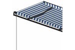 vidaXL 3070236 Manual Retractable Awning With Posts 4.5x3.5 M Blue And White vidaXL 3070236 Manual Retractable Awning With Posts 4.5x3.5 M Blue And White