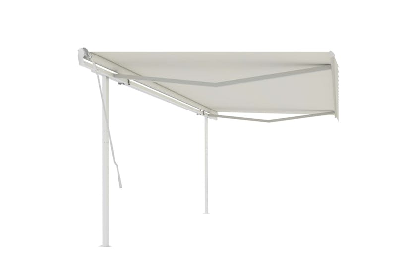 vidaXL 3070057 Manual Retractable Awning With Posts 5x3.5 M Cream vidaXL 3070057 Manual Retractable Awning With Posts 5x3.5 M Cream