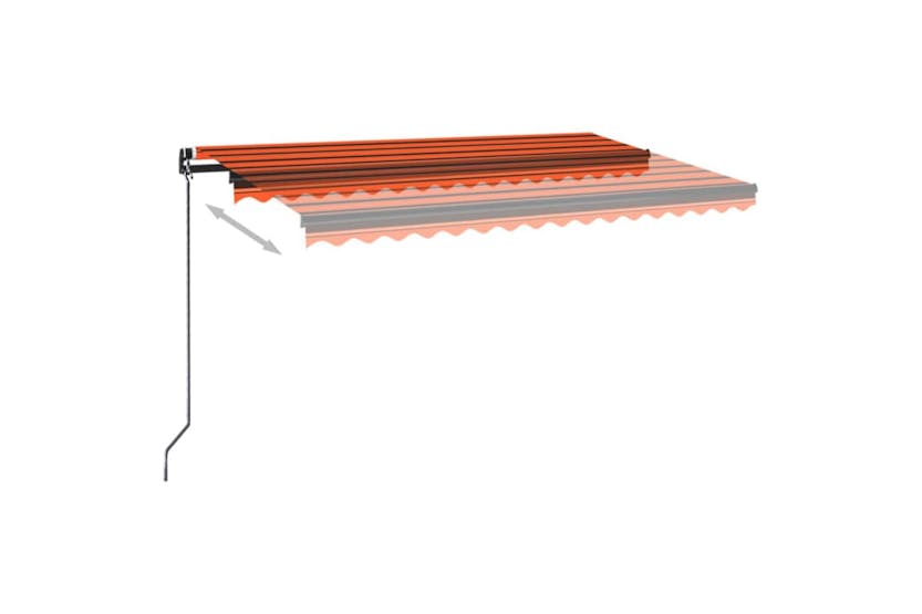 vidaXL 3069185 Manual Retractable Awning With Led 400x350cm Orange And Brown vidaXL 3069185 Manual Retractable Awning With Led 400x350cm Orange And Brown