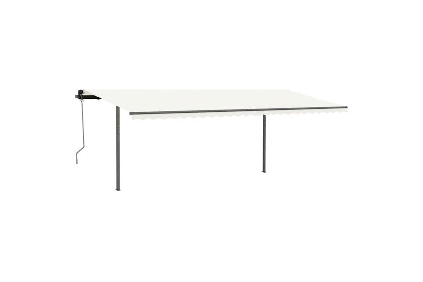 vidaXL 3070117 Manual Retractable Awning With Posts 3.5x2.5 M Cream vidaXL 3070117 Manual Retractable Awning With Posts 3.5x2.5 M Cream