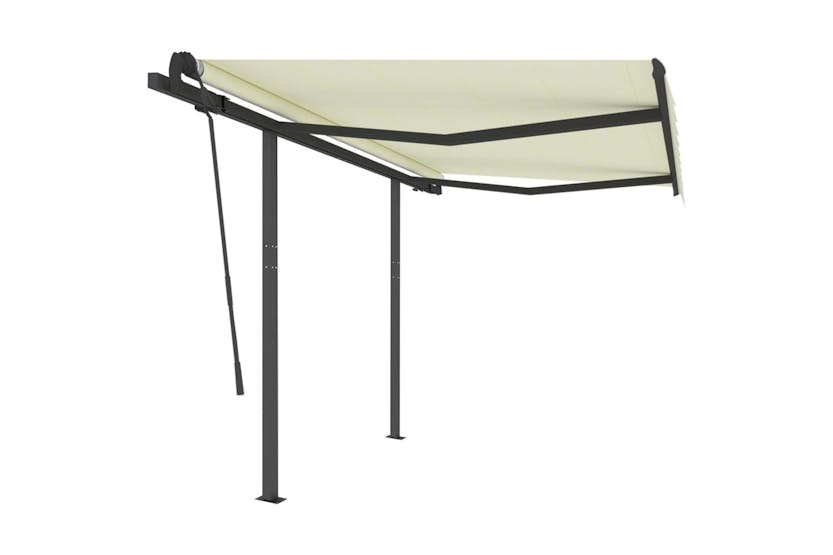 vidaXL 3070097 Manual Retractable Awning With Posts 3x2.5 M Cream vidaXL 3070097 Manual Retractable Awning With Posts 3x2.5 M Cream
