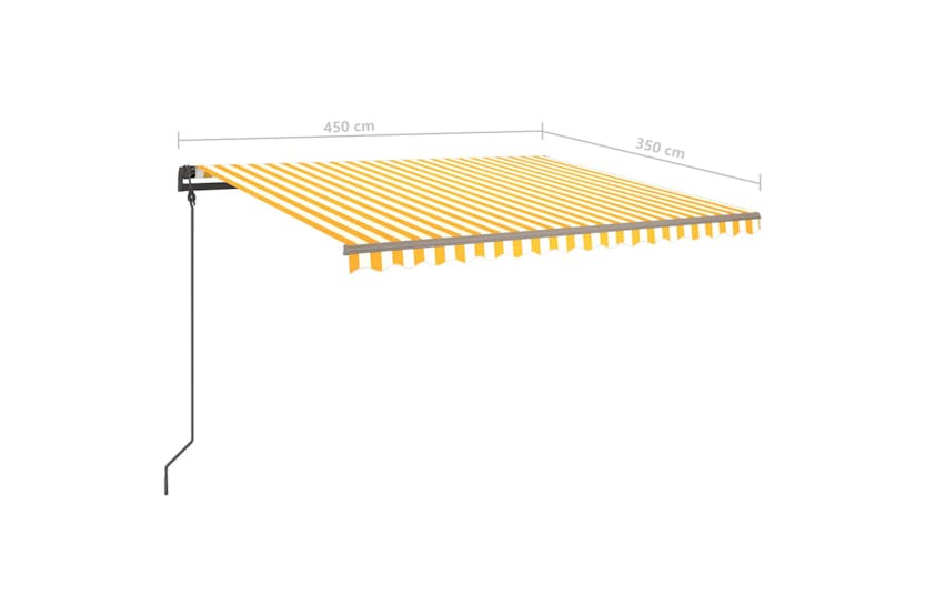 vidaXL 3070238 Manual Retractable Awning With Posts 4.5x3.5 M Yellow & White vidaXL 3070238 Manual Retractable Awning With Posts 4.5x3.5 M Yellow & White