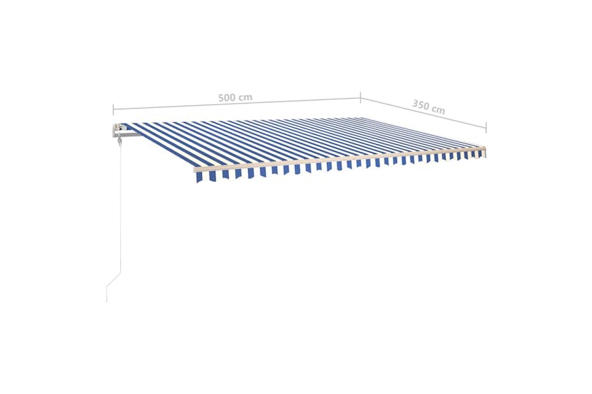 vidaXL 3070056 Manual Retractable Awning With Posts 5x3.5 M Blue And White vidaXL 3070056 Manual Retractable Awning With Posts 5x3.5 M Blue And White