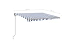 vidaXL 3070236 Manual Retractable Awning With Posts 4.5x3.5 M Blue And White vidaXL 3070236 Manual Retractable Awning With Posts 4.5x3.5 M Blue And White