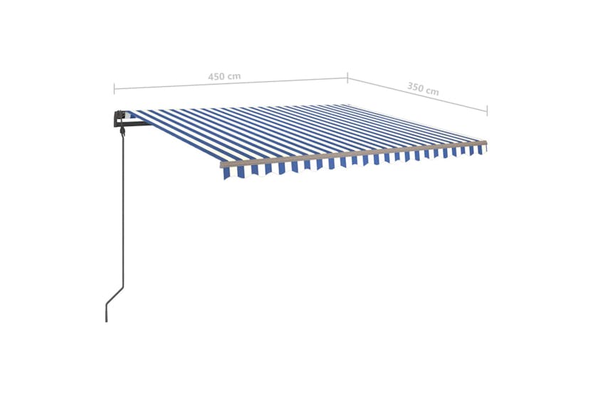 vidaXL 3070236 Manual Retractable Awning With Posts 4.5x3.5 M Blue And White vidaXL 3070236 Manual Retractable Awning With Posts 4.5x3.5 M Blue And White