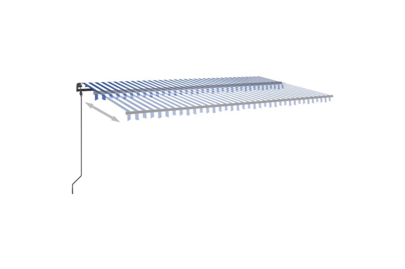 vidaXL 3070196 Manual Retractable Awning With Posts 6x3 M Blue And White vidaXL 3070196 Manual Retractable Awning With Posts 6x3 M Blue And White
