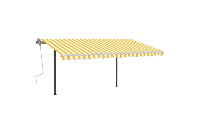 vidaXL 3070223 Manual Retractable Awning With Led 4x3.5 M Yellow And White vidaXL 3070223 Manual Retractable Awning With Led 4x3.5 M Yellow And White