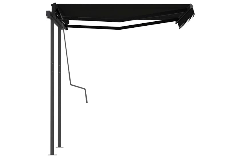 vidaXL 3070099 Manual Retractable Awning With Posts 3x2.5 M Anthracite vidaXL 3070099 Manual Retractable Awning With Posts 3x2.5 M Anthracite