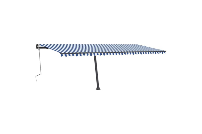 vidaXL 3069801 Manual Retractable Awning With Led 600x300cm Blue And White vidaXL 3069801 Manual Retractable Awning With Led 600x300cm Blue And White