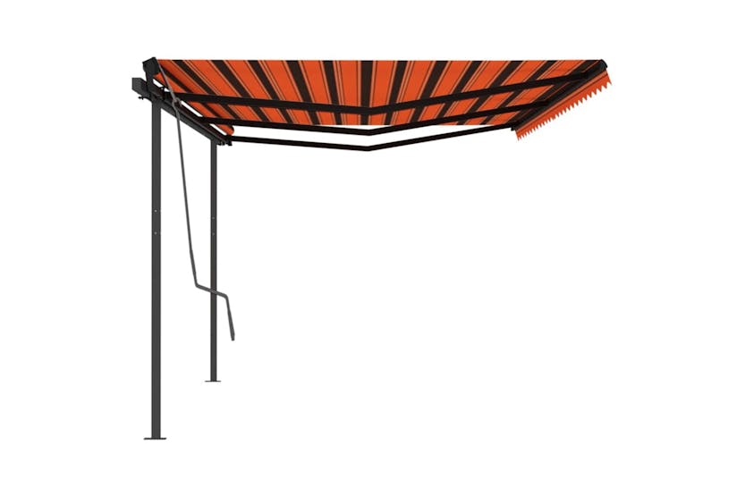 vidaXL 3070200 Manual Retractable Awning With Posts 6x3 M Orange And Brown vidaXL 3070200 Manual Retractable Awning With Posts 6x3 M Orange And Brown