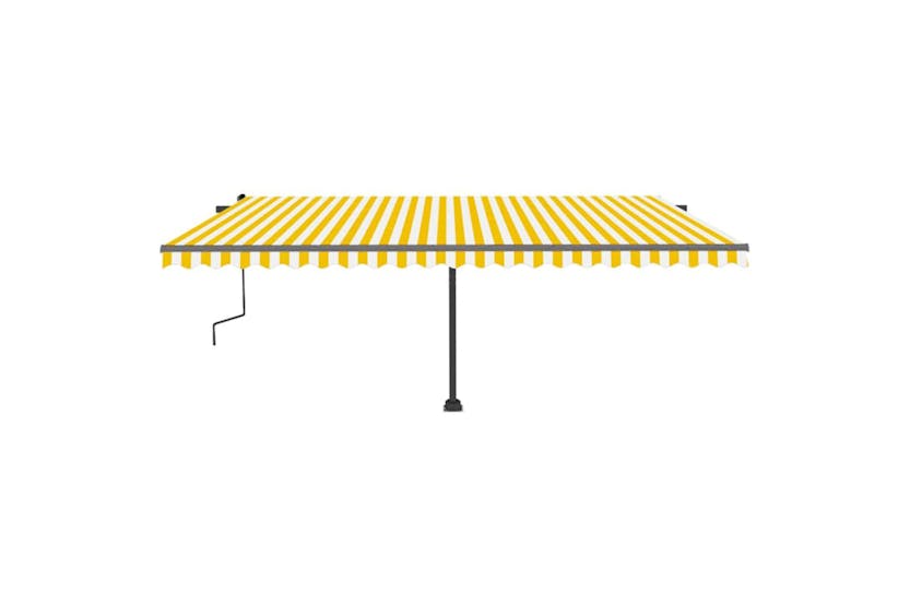 vidaXL 3069778 Freestanding Manual Retractable Awning 500x300cm Yellow/white vidaXL 3069778 Freestanding Manual Retractable Awning 500x300cm Yellow/white