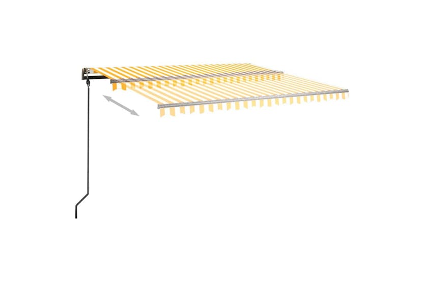 vidaXL 3070158 Manual Retractable Awning With Posts 4.5x3 M Yellow And White vidaXL 3070158 Manual Retractable Awning With Posts 4.5x3 M Yellow And White