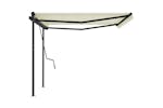 vidaXL 3070157 Manual Retractable Awning With Posts 4.5x3 M Cream vidaXL 3070157 Manual Retractable Awning With Posts 4.5x3 M Cream