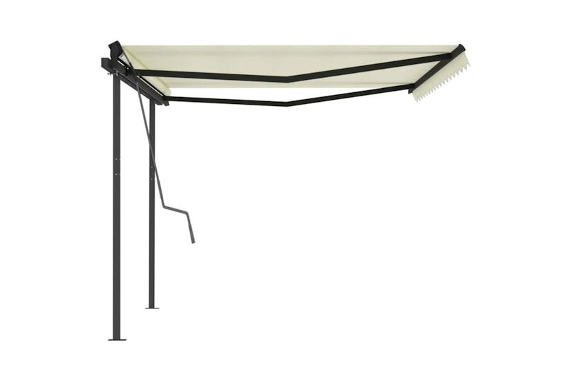 vidaXL 3070157 Manual Retractable Awning With Posts 4.5x3 M Cream vidaXL 3070157 Manual Retractable Awning With Posts 4.5x3 M Cream