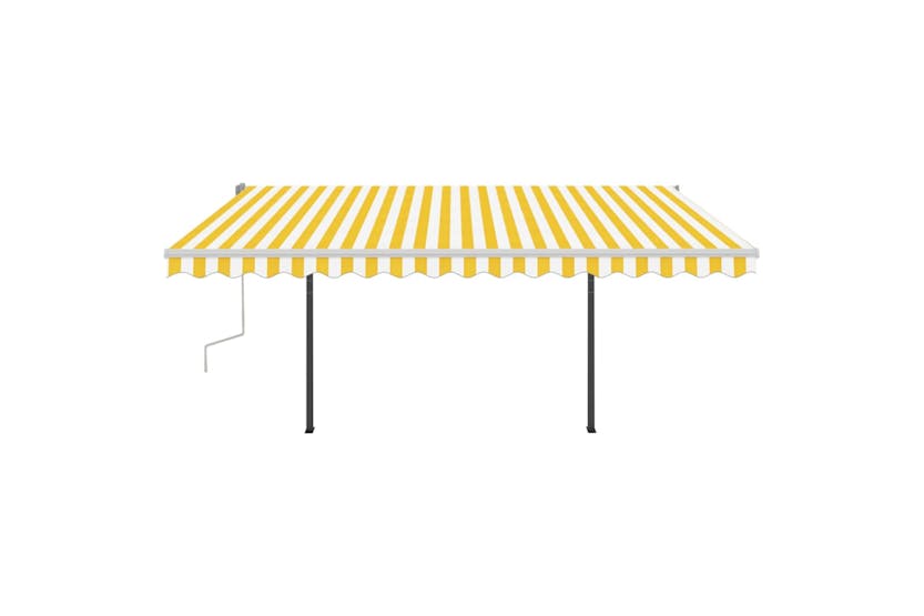 vidaXL 3070223 Manual Retractable Awning With Led 4x3.5 M Yellow And White vidaXL 3070223 Manual Retractable Awning With Led 4x3.5 M Yellow And White