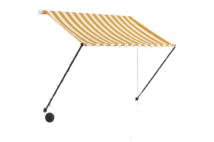 vidaXL 145908 Retractable Awning With Led 150x150cm Yellow And White vidaXL 145908 Retractable Awning With Led 150x150cm Yellow And White