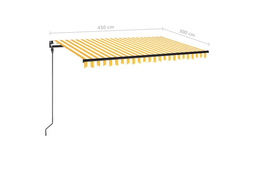 vidaXL 3069118 Manual Retractable Awning 450x300cm Yellow And White vidaXL 3069118 Manual Retractable Awning 450x300cm Yellow And White