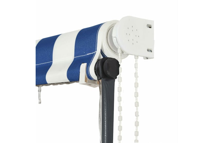 vidaXL 145906 Retractable Awning With Led 400x150cm Blue And White vidaXL 145906 Retractable Awning With Led 400x150cm Blue And White