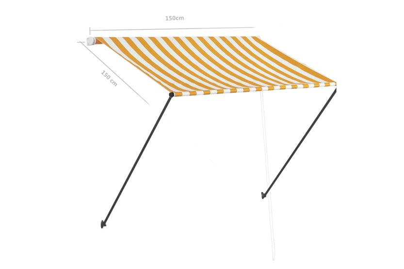 vidaXL 145908 Retractable Awning With Led 150x150cm Yellow And White vidaXL 145908 Retractable Awning With Led 150x150cm Yellow And White