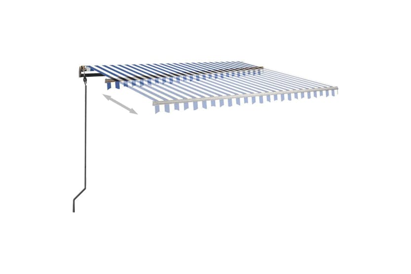 vidaXL 3070156 Manual Retractable Awning With Posts 4.5x3 M Blue And White vidaXL 3070156 Manual Retractable Awning With Posts 4.5x3 M Blue And White