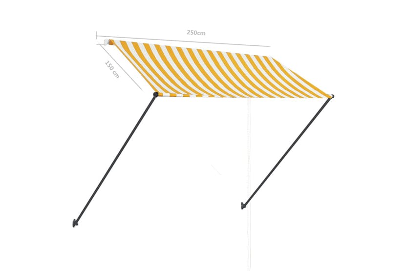 vidaXL 145910 Retractable Awning With Led 250x150cm Yellow And White vidaXL 145910 Retractable Awning With Led 250x150cm Yellow And White