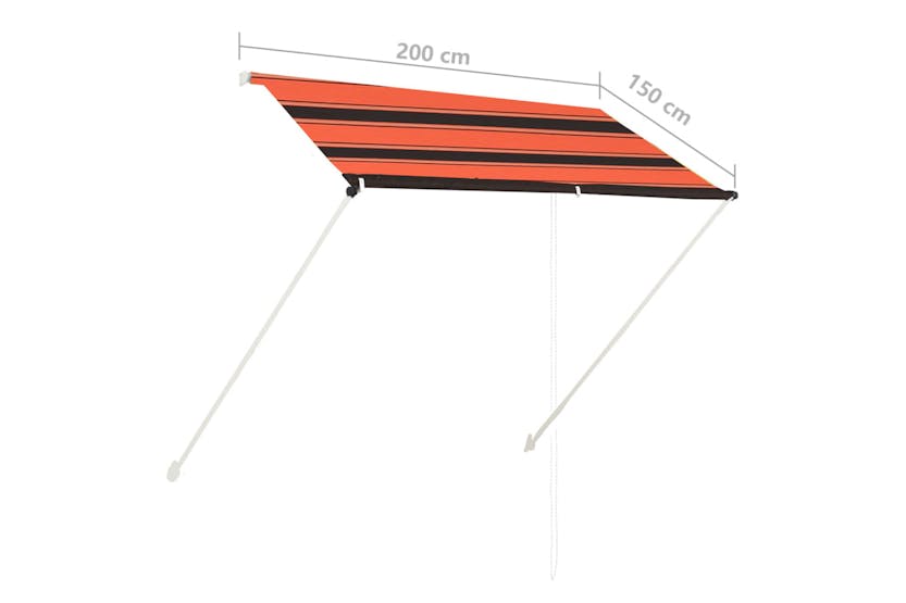 vidaXL 145930 Retractable Awning With Led 200x150cm Orange And Brown vidaXL 145930 Retractable Awning With Led 200x150cm Orange And Brown