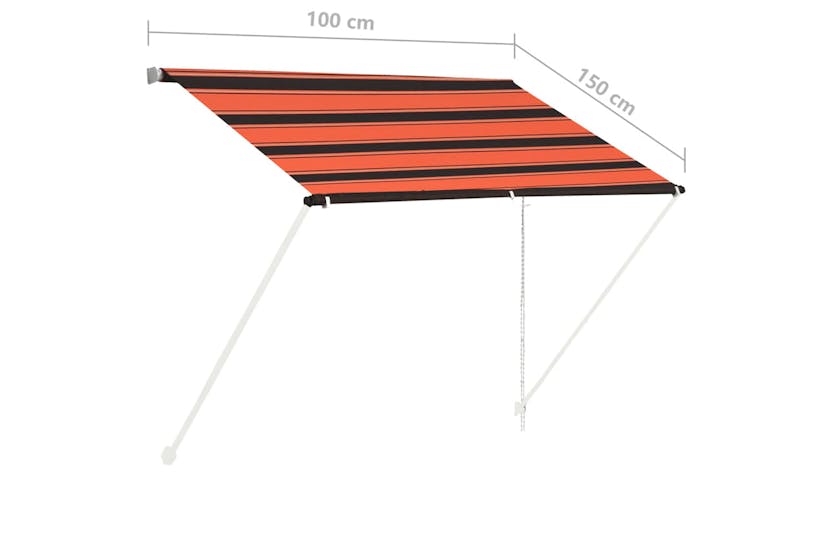 vidaXL 145893 Retractable Awning 100x150cm Orange And Brown vidaXL 145893 Retractable Awning 100x150cm Orange And Brown