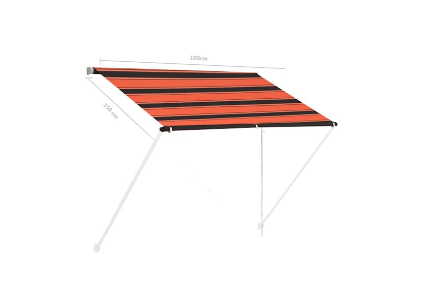 vidaXL 145893 Retractable Awning 100x150cm Orange And Brown vidaXL 145893 Retractable Awning 100x150cm Orange And Brown