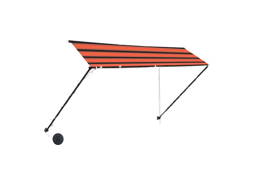 vidaXL 145932 Retractable Awning With Led 300x150cm Orange And Brown vidaXL 145932 Retractable Awning With Led 300x150cm Orange And Brown