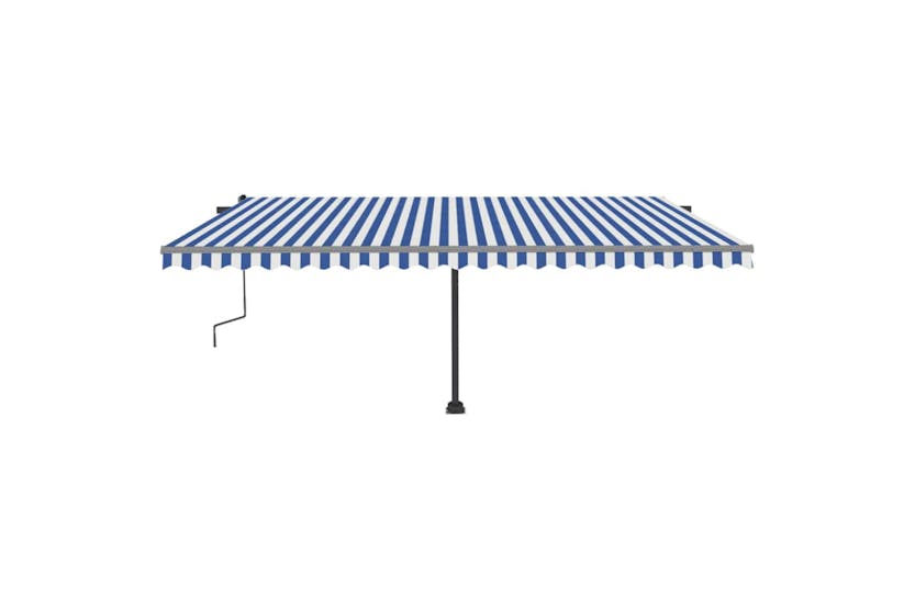 vidaXL 3069776 Freestanding Manual Retractable Awning 500x300cm Blue/white vidaXL 3069776 Freestanding Manual Retractable Awning 500x300cm Blue/white