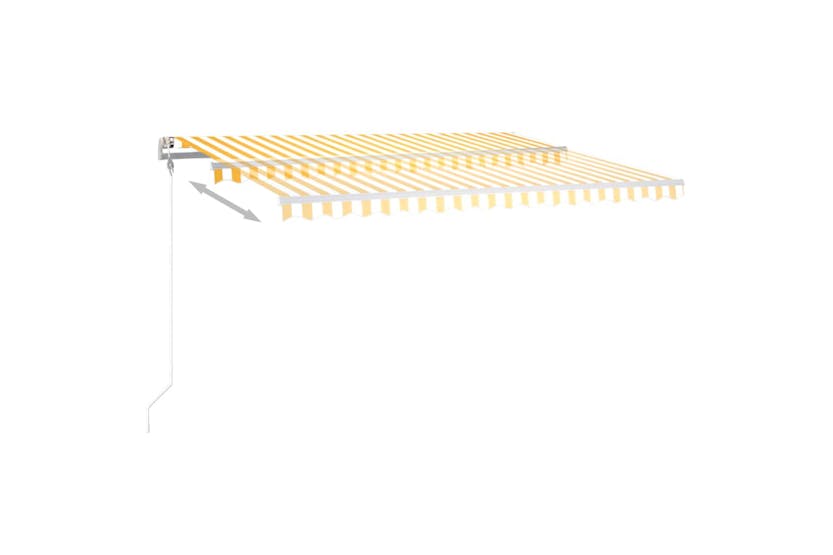 vidaXL 3070223 Manual Retractable Awning With Led 4x3.5 M Yellow And White vidaXL 3070223 Manual Retractable Awning With Led 4x3.5 M Yellow And White