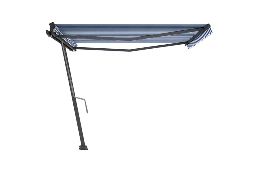 vidaXL 3069816 Freestanding Manual Retractable Awning 400x350cm Blue/white vidaXL 3069816 Freestanding Manual Retractable Awning 400x350cm Blue/white
