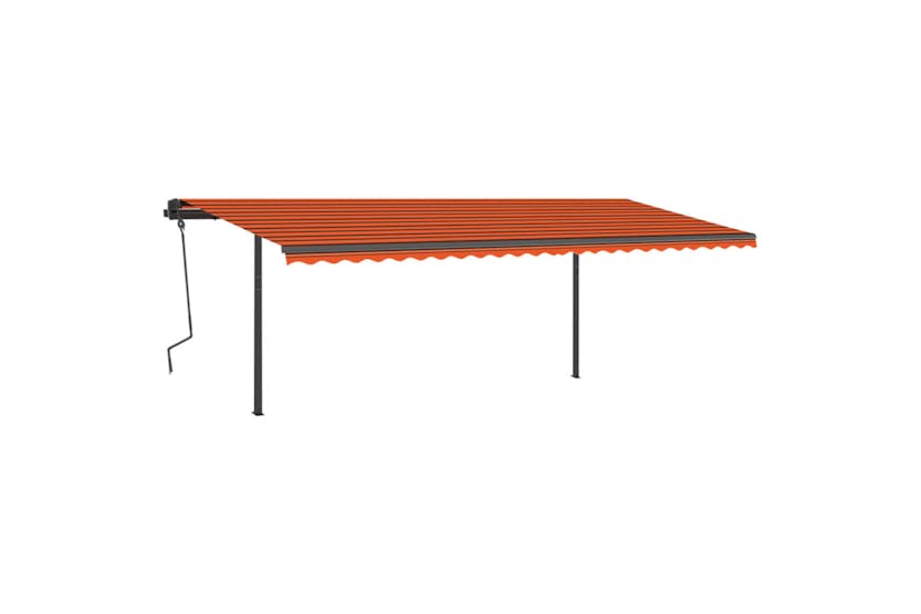 vidaXL 3070200 Manual Retractable Awning With Posts 6x3 M Orange And Brown vidaXL 3070200 Manual Retractable Awning With Posts 6x3 M Orange And Brown