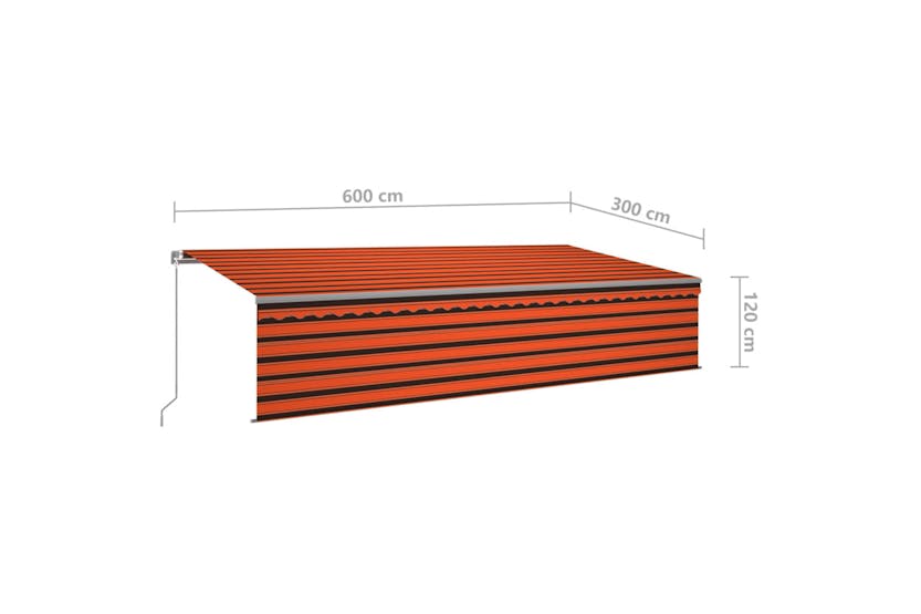 vidaXL 3069480 Manual Retractable Awning With Blind 6x3m Orange&brown vidaXL 3069480 Manual Retractable Awning With Blind 6x3m Orange&brown