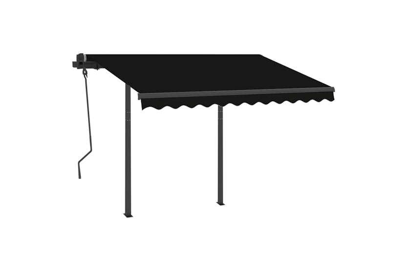 vidaXL 3070099 Manual Retractable Awning With Posts 3x2.5 M Anthracite vidaXL 3070099 Manual Retractable Awning With Posts 3x2.5 M Anthracite