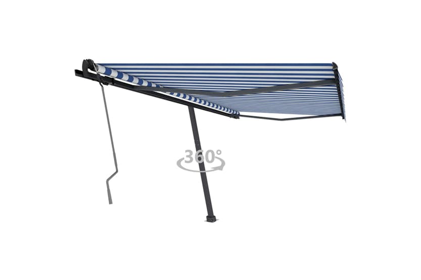 vidaXL 3069816 Freestanding Manual Retractable Awning 400x350cm Blue/white vidaXL 3069816 Freestanding Manual Retractable Awning 400x350cm Blue/white
