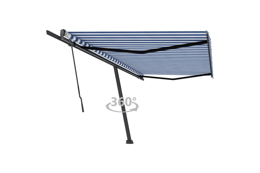 vidaXL 3069776 Freestanding Manual Retractable Awning 500x300cm Blue/white vidaXL 3069776 Freestanding Manual Retractable Awning 500x300cm Blue/white