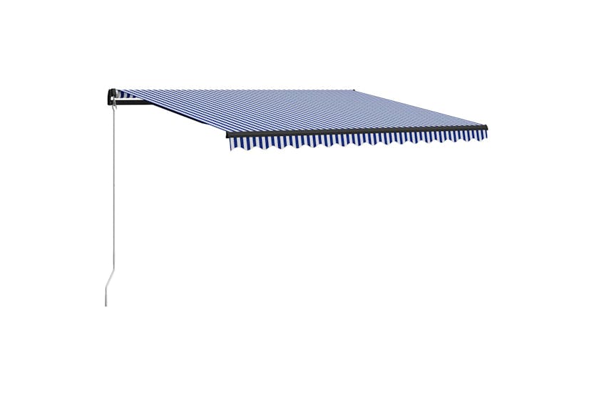 vidaXL 3055194 Manual Retractable Awning 450x300cm Blue And White vidaXL 3055194 Manual Retractable Awning 450x300cm Blue And White