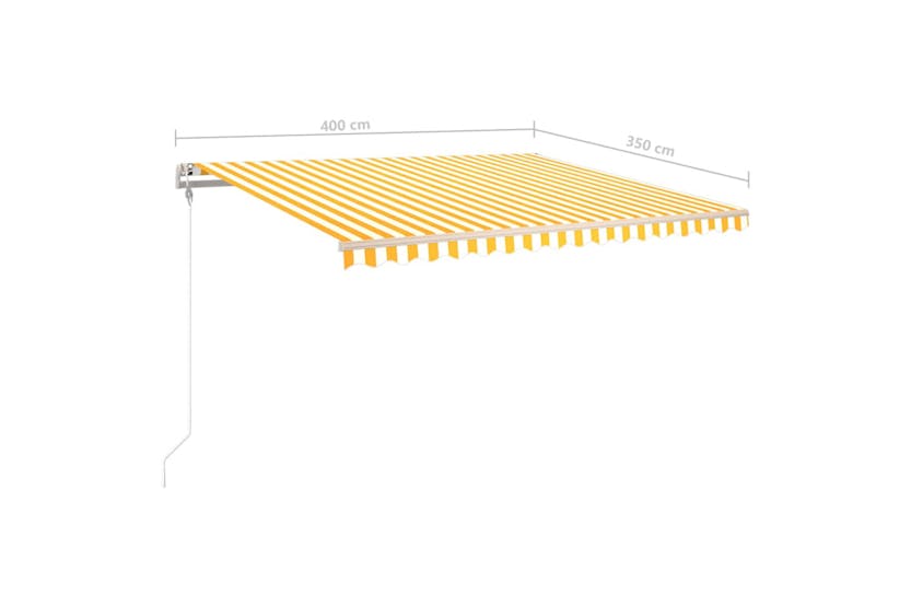 vidaXL 3070223 Manual Retractable Awning With Led 4x3.5 M Yellow And White vidaXL 3070223 Manual Retractable Awning With Led 4x3.5 M Yellow And White