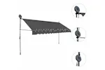 vidaXL 145868 Manual Retractable Awning With Led 400cm Anthracite vidaXL 145868 Manual Retractable Awning With Led 400cm Anthracite